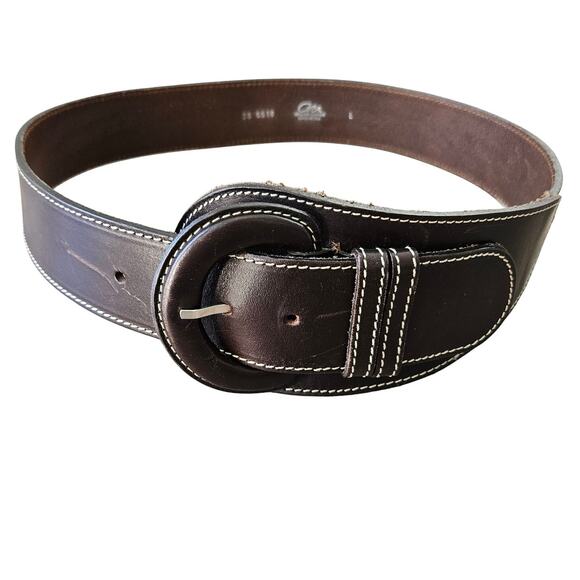 Vintage Circa Brown Leather Belt sz Large Waist Belt Casual Work Business Boho - Picture 1 of 5